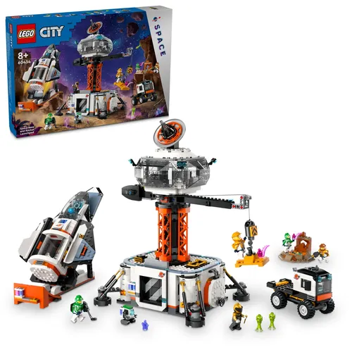 LEGO City Raumbasis mit Startrampe (60434) - Fantastisches Bauset für intergalaktische Abenteuer, mit Kran, 6 Minifiguren und LEGO Builder App Unterstützung