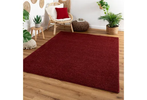 Steffensmeier Kurzflor Teppich Cambridge in Burgund, 120x180 cm - Pflegeleichter Kurzflor-Teppich aus 100% Polypropylen, ideal für Wohnzimmer und Schlafzimmer. Angenehmes Trittgefühl und modernes Design machen ihn zum perfekten Wohnaccessoire.