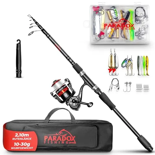 Produktbild Paradox Fishing Angelruten Set 2,1m mit Rolle und Zubehör