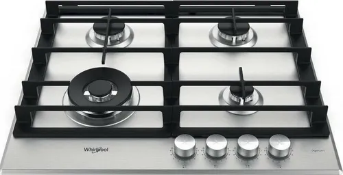 Whirlpool AKWL 628/IXL, Edelstahl, Integriert, 59 cm, Gaskochfeld, Gusseisen, 4 Zone(n)