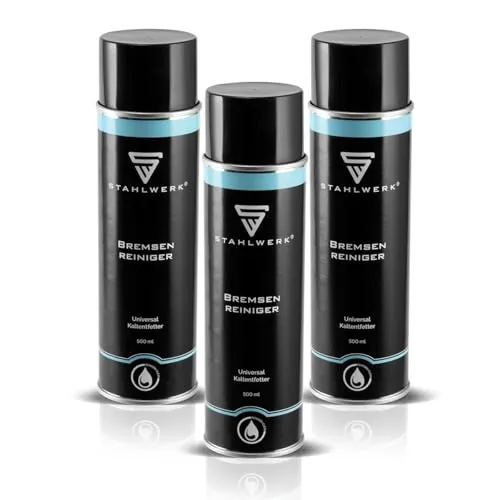 STAHLWERK Bremsen Reiniger Universal-Spray 3 x 500ml - Bremsenpflege für Haushalt, Industrie und Werkstatt. Kraftvoller Schnellreiniger, der selbst hartnäckige Verschmutzungen wie Fett und Öl auf Metalloberflächen mühelos beseitigt.