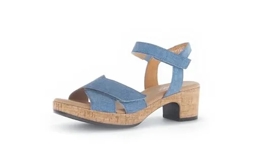 Gabor Damen Riemchensandalen, Frauen Sandalen,Freizeitschuhe,offene Schuhe,Strandschuhe,Sandaletten,Sommersandalen,Jeans (S.Kork),41 EU / 7.5 UK