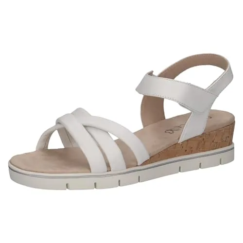 CAPRICE Damen Sandalen mit Absatz aus Leder, Weiß (White Nappa), 42 EU - Wanderschuhe mit ergonomischem Fußbett aus Memory-Schaum für höchsten Komfort und Gelenkschutz – ideal für Alltag und besondere Anlässe.