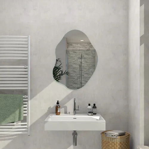 MySpiegel.de Asymmetrischer Wandspiegel Galan mit Befestigung - Stylischer asymmetrischer Wandspiegel mit den Maßen 60 cm Breite und 80 cm Höhe. Ideal für moderne Räume, sorgt für eine besondere Optik und verleiht jedem Raum mehr Tiefe.