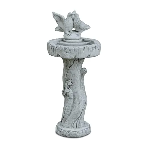 Vogeltränke mit Taubenpaar – Frostsicheres Steinguss-Design