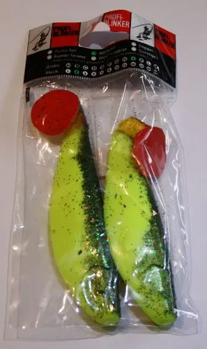 Profi Blinker: Fischhaken, 2 Stück, Größe I - 16cm, Farbe Feuergelb