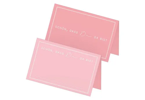 itenga Grußkarten ITENGA 48x Tischkarten Schön dass du da bist V3 rosa