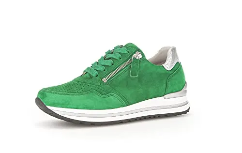 Gabor Damen Low-Top Sneaker, Frauen Halbschuhe,Wechselfußbett,Komfortable Mehrweite (H),Plateausohle,Verde/Silber (pf),38 EU / 5 UK