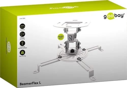 Goobay Beamer-Deckenhalterung goobay BeamerFlex L, Weiß - universeller Deckenhalter für Projektoren