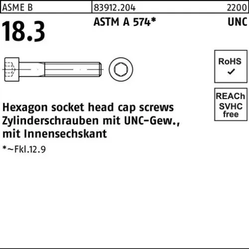 200er PACK(Stk) 083912120040048016 Zylinderschraube R 83912 m.UNC-Gewinde/Innen