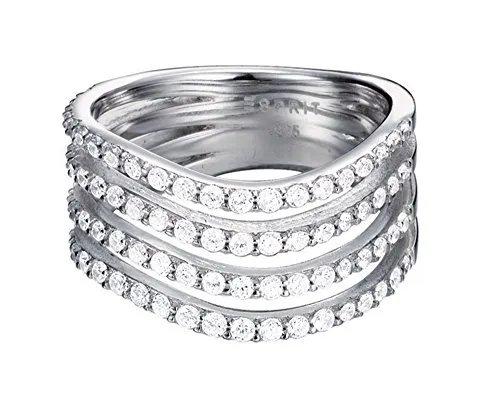 Esprit Essential Damen-Ring ES-GLEAMING WAVE 925 Silber rhodiniert Zirkonia transparent
