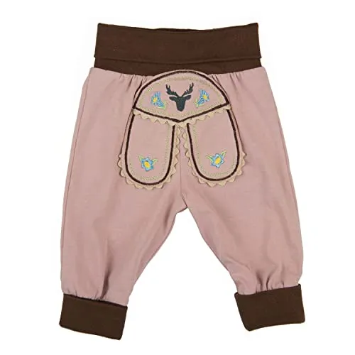 P.Eisenherz Babyhose im Lederhosenstil - Kuschelige Baby Jogginghose für Mädchen im Trachten-Look, ideal für Feste. Mit aufgesetztem Latz, süßer Stickerei und elastischem Hosenbund für höchsten Tragekomfort.