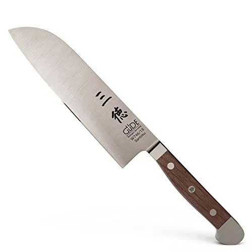 GÜDE Solingen - Santoku Messer geschmiedet, 18 cm, Walnussholz, ALPHA WALNUSS, Doppelkropf, Handmade Germany
