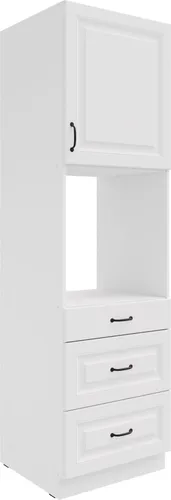 Küchen Backofen Hochschrank 60 Stilo Weiss - Einbauküchen-Komponenten mit 3 Schubkästen und einer Tür für optimalen Stauraum, ideal für moderne Küchenlösungen.