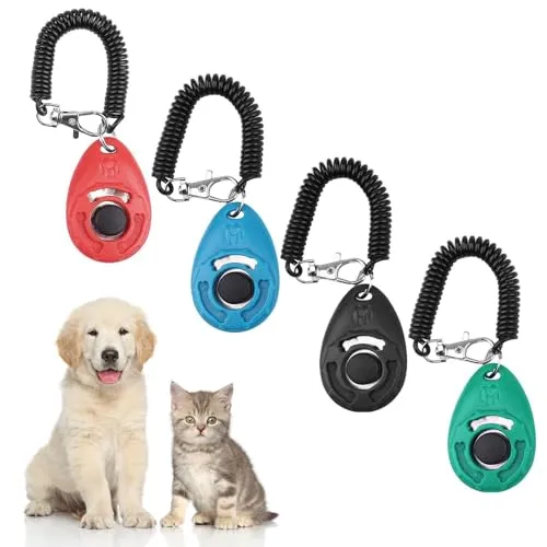 Stück Hunde Clicker, Clicker Katze, Clickertraining Hund, Klicker mit Großem Knopf, Klicker Hundeerziehung mit Handschlaufe, für Hundetraining Hundeerziehung Auch für Katzen Pferde 4