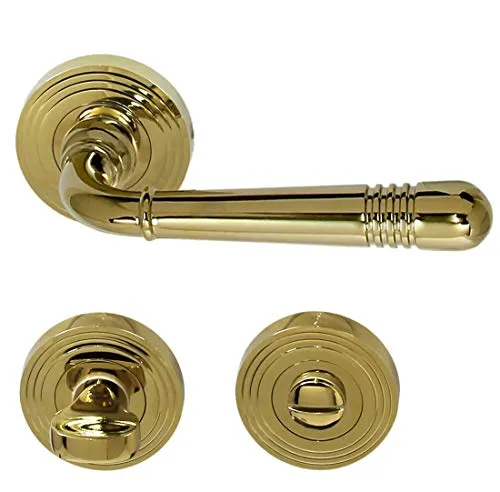 Türbeschlag 1662 Helena R WC Messing poliert PVD Türklinke