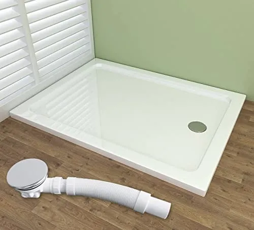 MIQU 120 x 80 x 4 cm Duschwanne Acryl Duschtasse Dusche Acrylwanne 40mm flach Rechteck