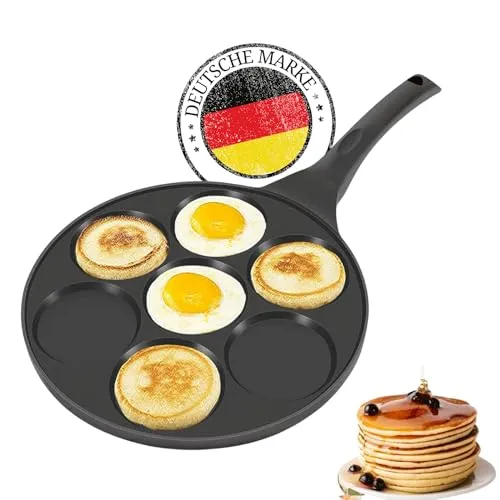 4BIG.fun Pancakes Pfanne Ø26cm - Induktionsgeeignete 7-Lochpfanne für perfekte Mini-Pfannkuchen, Spiegeleier und mehr – ideal für kreative Frühstücksideen!