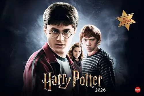 Harry Potter Broschur XL Kalender 2026: Wandkalender mit fesselnden Filmszenen aus den Harry Potter-Filmen. Broschürenkalender 2026 mit Poster zum Heraustrennen. (Kino-Entertainment Kalender Heye)