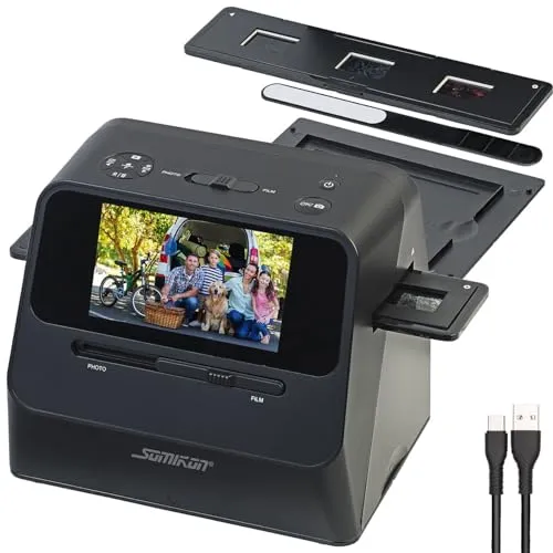 Somikon 3in1-Foto-, Dia- & Negativscanner - 3-in-1 Scanner für Fotos, Dias und Negative mit 22 MP, tragbar und ideal für die digitale Archivierung Ihrer Erinnerungen.