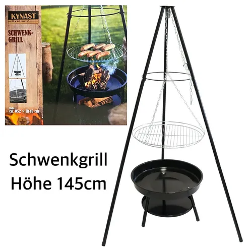 XXL Schwenkgrill Kynast 145cm - Dreibein- & Schwenkgrill mit höhenverstellbarer Feuerschale, ideal für gesellige Grillabende im Garten. Großzügige Grillfläche für unvergessliche BBQ-Momente!