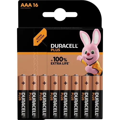 Duracell Plus-AAA CP16 Micro Batterien - 1.5V, 16 Stück, zuverlässige Leistung für Fernbedienungen und Spielzeug