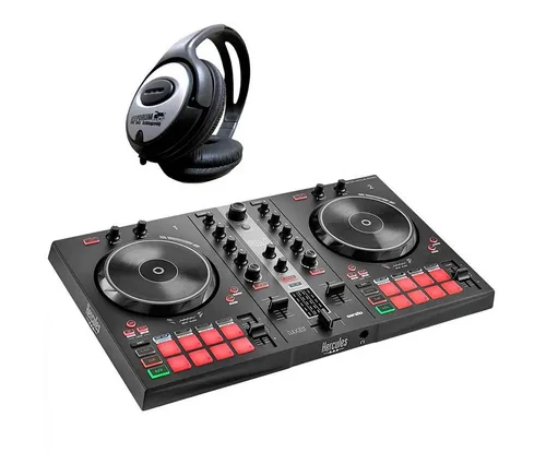HERCULES DJ Controller Inpulse 300 MK2 mit Kopfhörer - DJ-Controller für Einsteiger: 2 Decks, 16 Pads, integrierte Soundkarte und effektive Tutorials für schnelles Lernen. Ideal für kreative Mixe und Streaming.