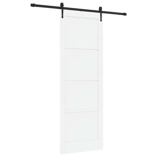 vidaXL Schiebetür ORKDAL Weiß und Schwarz 83 x 232 cm, Elegante Schiebetür, robuste moderne Trennwand, coole platzsparende Raumtrennung, leiser Betrieb