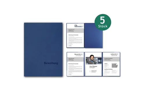 STRATAG Bewerbungsmappe SELECT EASY – 5 Stück, 3-teilig mit Klemmschiene - Hochwertige Bewerbungsmappe aus stabilem Naturkarton für einen perfekten ersten Eindruck. Mit integrierter Klemmschiene für bis zu 25 Blatt DIN A4, ideal für Lebenslauf und Zeugnisse. Lieferumfang: 5er-Set.