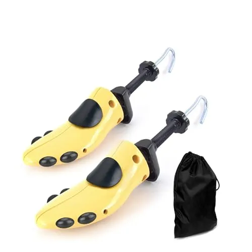 CuteHome 1 Paar Schuhspanner Herren, 2 Wege Schuhdehner, Einstellbare Breite und Länge Schuhdehner Schuhweiter,Gelb