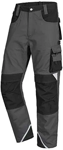 NITRAS Arbeitshose Motion Tex Plus, grau-schwarz, Größe 44 - Robuste Bundhose für Herren mit atmungsaktivem Material, 2 Knietaschen für Einschubkissen und Reflexelementen für bessere Sichtbarkeit, ideal für den professionellen Einsatz.