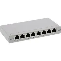 InLine® Patchfeld Cat.6A 0,5HE 8-Fach - Netzwerk-Switches für Tisch- und Wandmontage, voll abgeschirmt und nur 23 mm hoch für ein schlankes Design mit 8 RJ45 Buchsen.