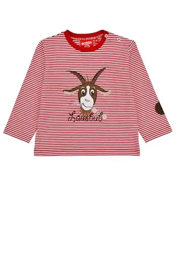 Bondi T-Shirt Langarm Geringelt ´Gemse´, Stripe red/Offwhite 110 Tracht Baby Jungs Artikel-Nr.91778