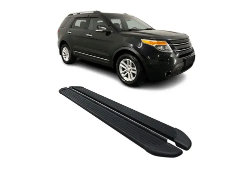 OMAC Kfz-Schmutzfänger Seitenschweller für Ford Explorer 2010-2020 - 2-tlg. Aluminium Trittbretter für sicheren Ein- und Ausstieg. Rutschfest und langlebig, schützen sie die Karosserie vor Kratzern und Stößen. Ideal für Kinder und ältere Personen.