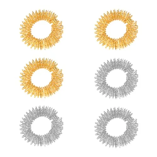 Massageringe für Finger - 6 Stück Akupressur Ringe gegen Stress - Akupressur Ringe aus hochwertigem, langlebigem Material, ideal zur Entspannung der Finger. Perfekt für den Alltag, klein und leicht für unterwegs.