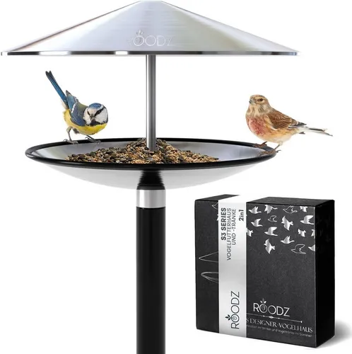 Roodz 2-in-1 Vogelhaus und Vogeltränke in schwarz von Roodz