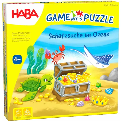 HABA 2011723001 - Game Meets Puzzle, Schatzsuche im Ozean? - Gesellschaftsspiel mit spannendem Würfel- und Puzzle-Mechanismus, ideal für Kinder und fördert das strategische Denken.