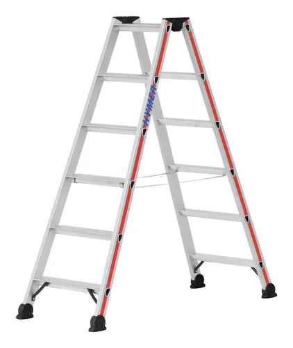 Hymer Stufenstehleiter beidseitig 2 x 7 Stufen AH 2,62m - Robuste beidseitige Stehleiter mit 2 x 7 Stufen, ideal für sicheres Arbeiten in der Höhe, perfekt für Handwerk und Haushalt.