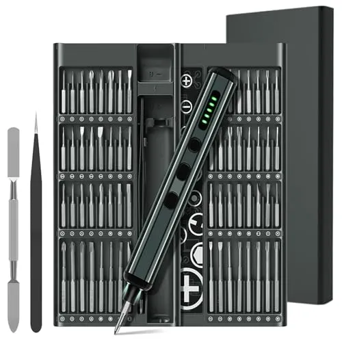 Elektrischer Schraubendreher, 68 in 1 Multifunktionsschraubendreher Präzision Schraubendreher Sets mit 64 S2 Steel Magnetic Bits LED Arbeitslicht für Reparatur Telefon, Spielzeug, Laptops HDeye
