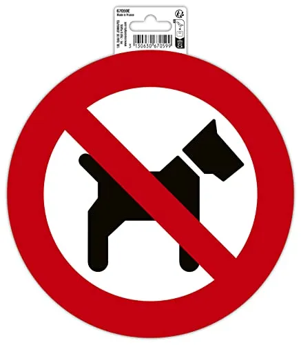 Exacompta 67059E Hunde verboten Klebeschild Ø20cm Rot-Weiß aus UV-beständigem PVC Hinweisschild Schilder Warnhinweis Sticker Aufkleber Türschild