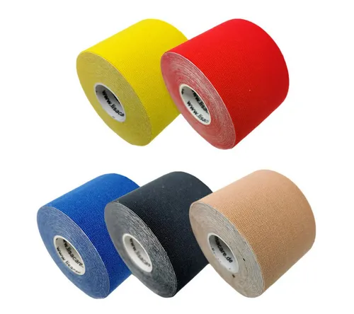 LisaCare Kinesiologie-Tape Buntes Set - Medizinisches Tape (Set, 5-St., 1 x Blau, Gelb, Schwarz, Rot & Beige / 5cm x 5m) Latexfrei