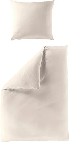 BIERBAUM Bettwäsche Elegant uni, 3-teilig aus Mako-Satin - Hochwertige 3-teilige Bettwäsche aus 100% Baumwolle, pflegeleicht und mit verdecktem Reißverschluss. Ideal für einen eleganten Schlafbereich in Beige.