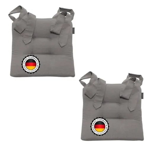 Bonvionn Stuhlkissen mit Schleifenband - Extra dicke Polsterauflage - Sportmatten - Zwei extra dicke Stuhlkissen (42cm x 46cm x 7cm) mit strapazierfähigem Baumwoll-Mischgewebe und praktischen Schlaufen für sicheren Halt.