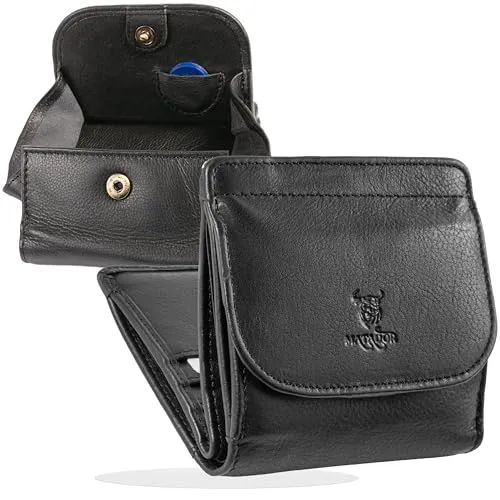 MATADOR Mini Geldbörse Herren Leder Wien - Elegantes Mini Portemonnaie aus handgefertigtem Echtleder mit RFID Blocker und durchdachter Organisation, ideal für stilbewusste Männer.