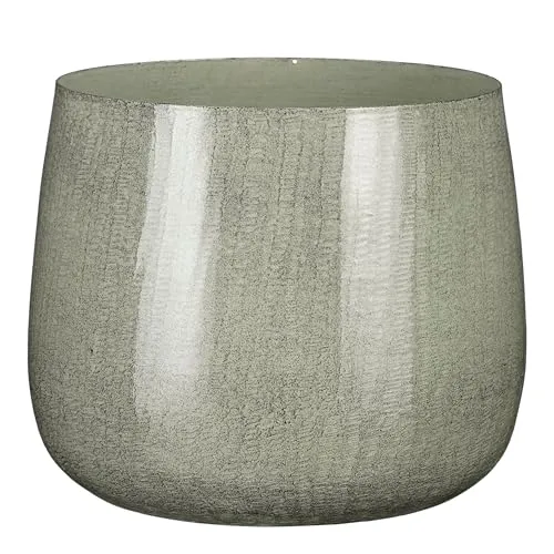 MICA Decorations Benson Blumentopf – H22 x Ø24 cm – Metall – Hellgrau - Stilvoller MICA Decorations Benson Blumentopf aus robustem Metall in Hellgrau, ideal für dekorative Pflanzen und als modernes Wohnaccessoire.
