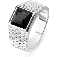 FAVS Herrenring Edelstahl mit Onyx - Eleganter Herrenring aus Edelstahl mit edlem Onyx, ideal für stilvolle Anlässe und das perfekte Accessoire für moderne Männer.