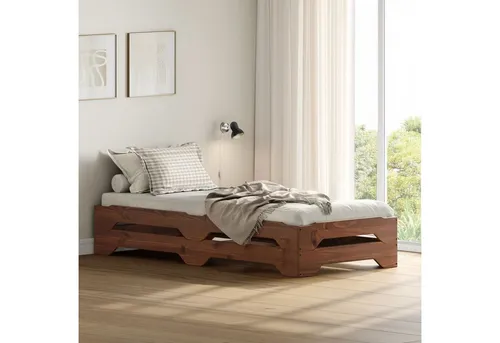 IDIMEX Funktionsbett RONNY, Stapelbett Gästebett 2er set aus massivholz- kastanienfarben