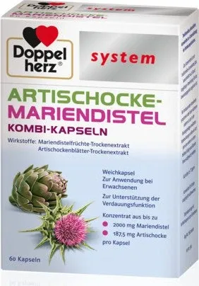 Doppelherz Artischocke-Mariendistel Weichkapseln 60 St