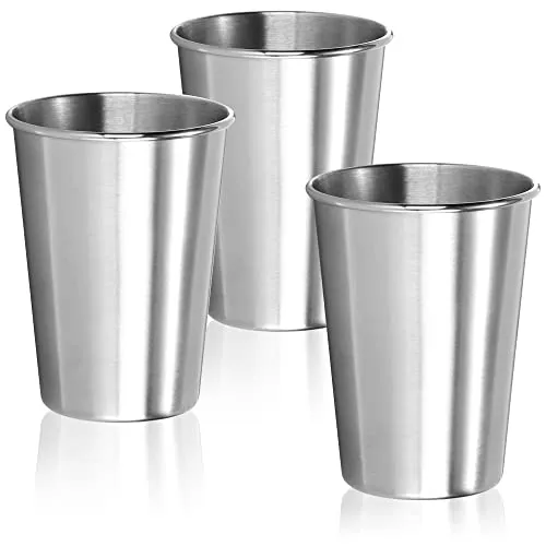 com-four® 3x Edelstahl-Trinkbecher - leichter Becher aus Edelstahl 304 - Campingbecher 300 ml - Reisebecher bruchsicher und BPA-frei