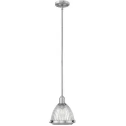 Pendellampe Elroy - Hängelampe aus Glas und Metall, silber, L 24,8 cm - Moderne Pendellampe für stilvolle Innenräume, aus klarem, geripptem Glas und gebürstetem Nickel, ideal für Küchen und Essbereiche.